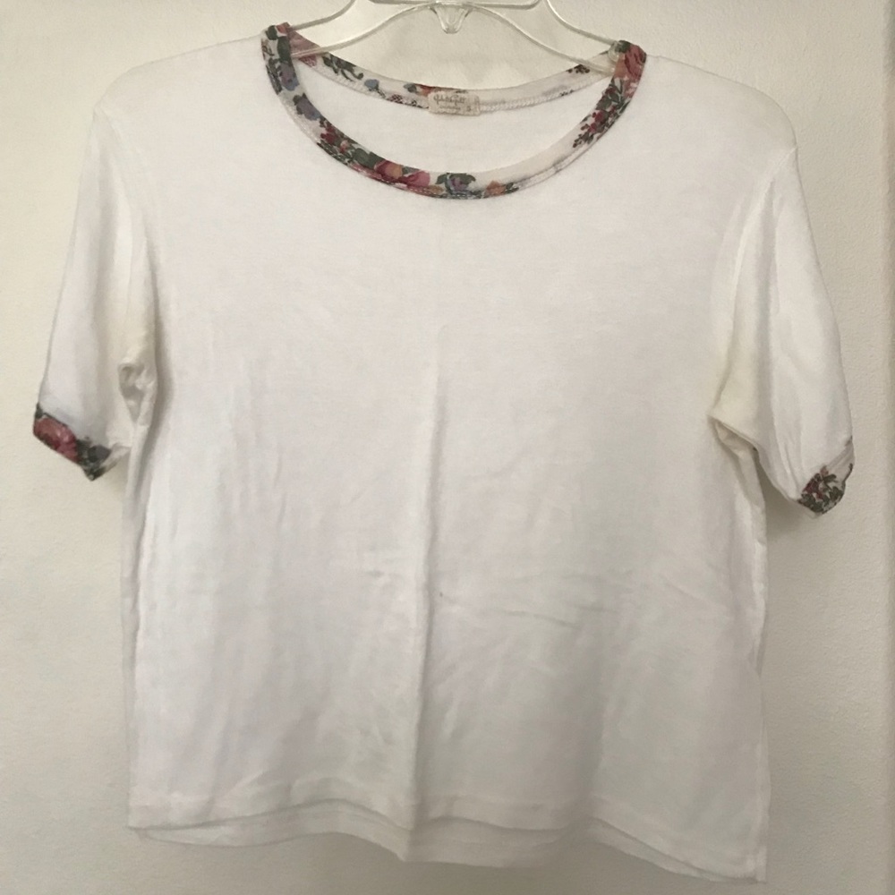 Brandy Melville White Top with Flowers
